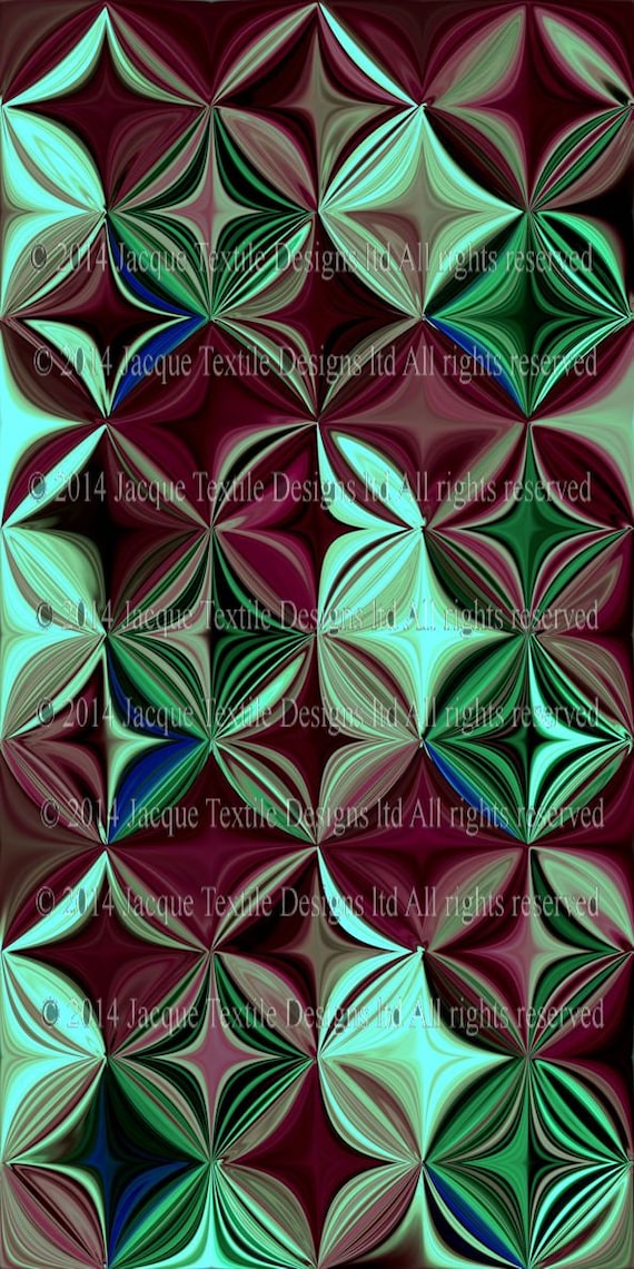 Mint Green Abstract Flower Artist Made Vibrant Silky Fabric Fashion By The Yard Home Decor