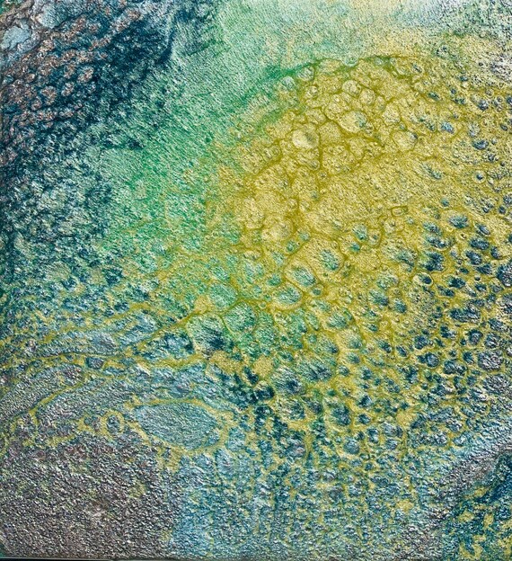 Tile Handmade Trivet Blue Green Resin Epoxy Ceramic Tile Coaster Artisan Made Gift Home Decoration