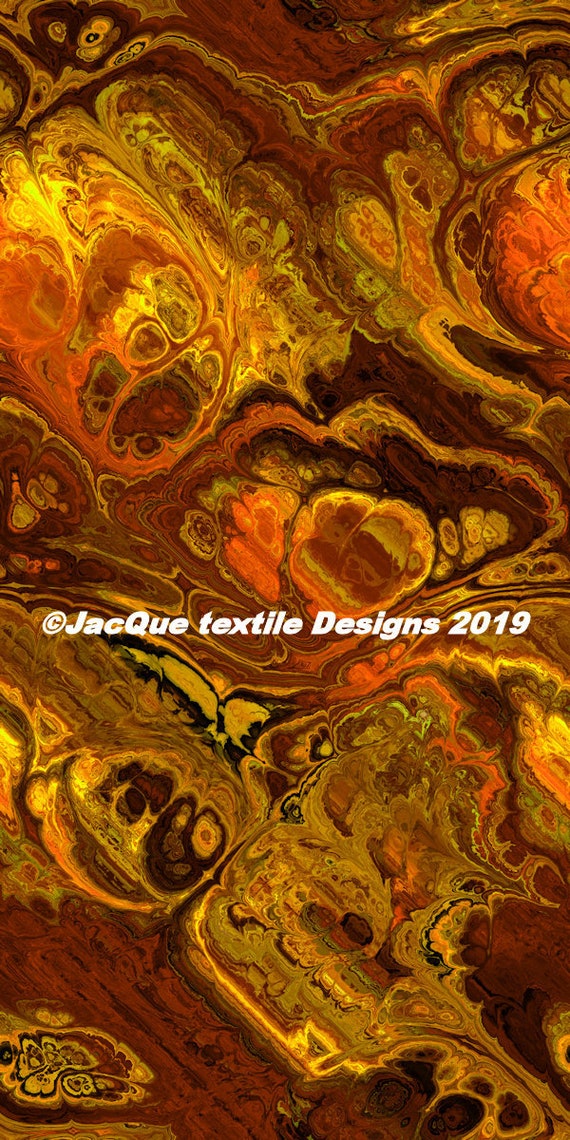 Handmade Marble Pumpkin Rich Fall Artisan Textile Art Velvet Upholstery Fabric Fiber Art Fabric