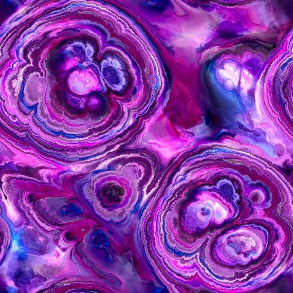 Agate Blue Purple Turquoise Handmade Velvet Upholstery Fabric Fiber Art
