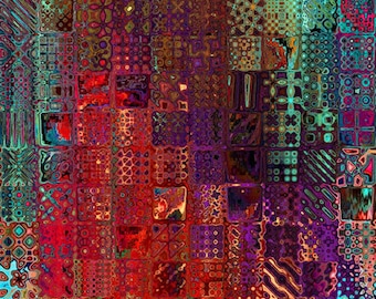 Velvet Upholstery Fabric Hand Created Patchwork Colorway Fiber Art Modern Fabric