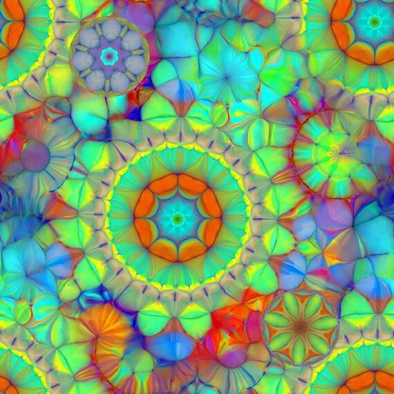 Kaleidoscope One of a Kind Artist Created Lycra Knit Fabric By The Yard Athletic Apparel Swimwear Swim Suit