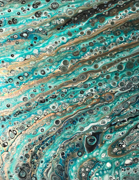 Painting One of a Kind Aqua Green Turquiose Handmade Ceramic Tile Coaster Trivet Painted Artisan Made