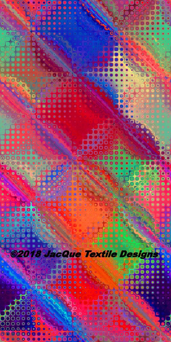 Bright Bold Colors Artist Handmade Threads Crepe De Chine Caftan Fabric Apparel Sheer Home Decor