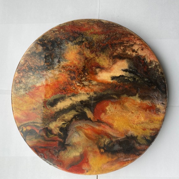 Tray Charcuterie Board Handcrafted Wood Resin Metallic Gold Red Black Centerpiece Food Safe Gift