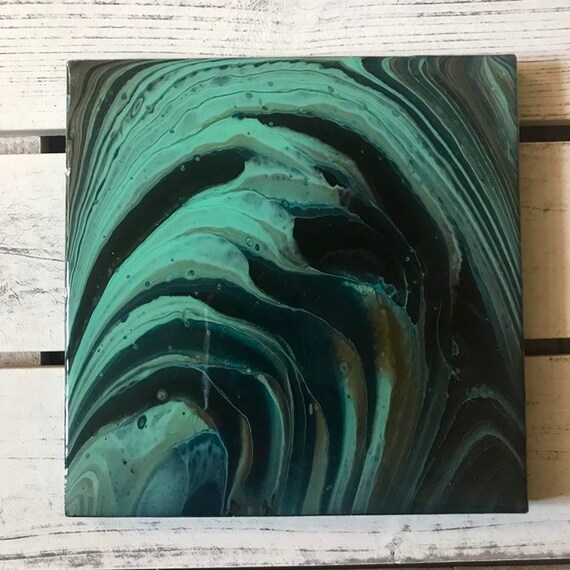 Trivet Resin Teal Blue Ceramic Tile Coaster Handmade Gift Home Decoration