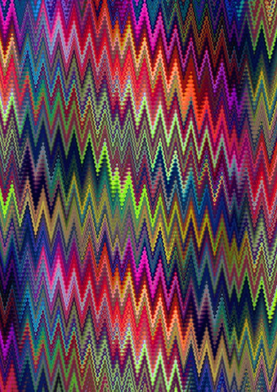 Zig Zag Colorful Abstract Handmade Artisan Textile Art Velvet Upholstery Fabric
