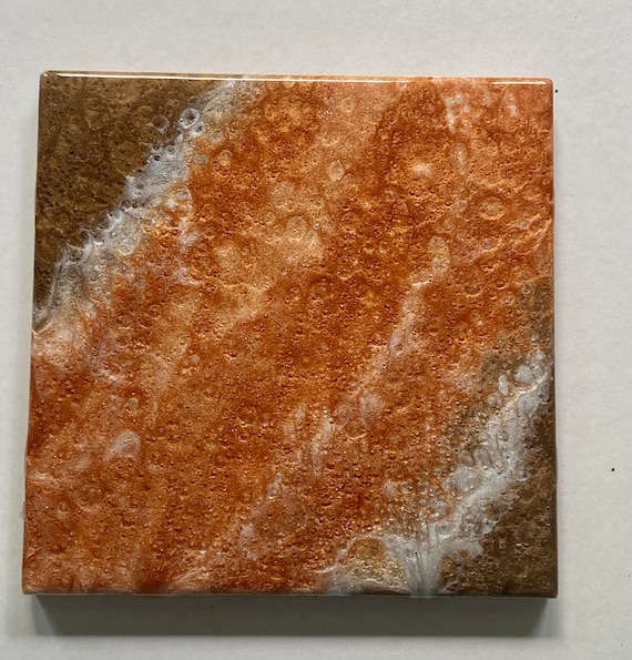 Copper Resin Handmade Abstract Coaster Trivet Gift Idea One of a Kind