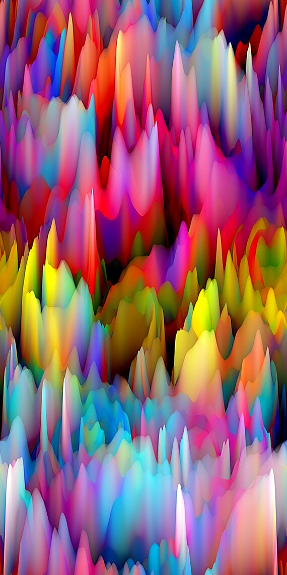 Vibrant Colors Artist Handmade Lightening Strikes Abstract Chiffon Caftan Fabric Apparel Sheer Home Decor