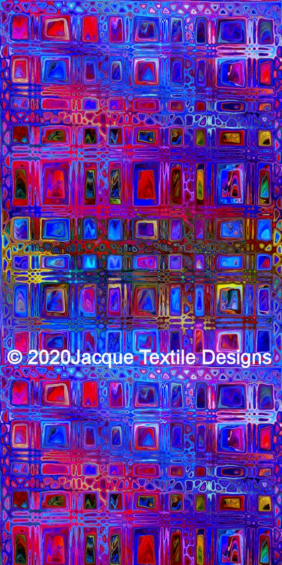 Fashion Artisan Made Satin Blue Pink Textile Fabric By The Yard Fiber Art Marble Fabric