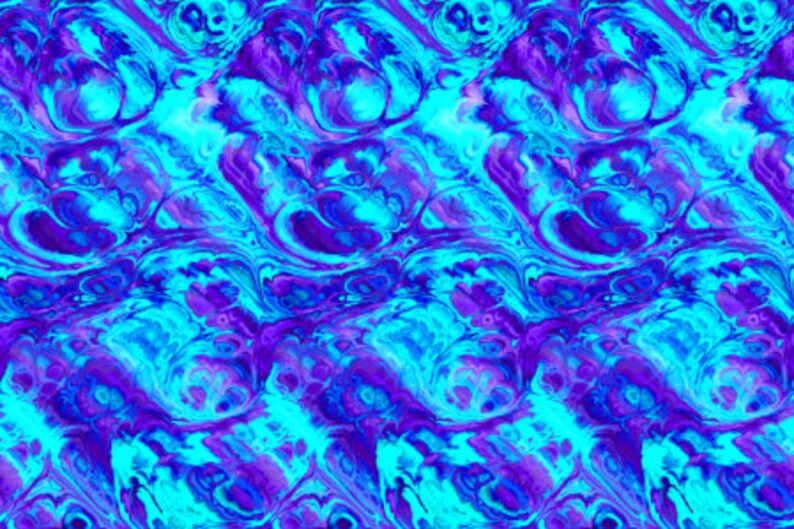 Teal Purple Ocean Artist Handmade Crepe De Chine Caftan Fabric Apparel Sheer Home Decor