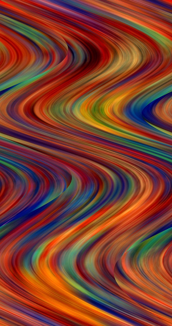 Swirls Fall Colors Artist Handmade Lightening Strikes Abstract Chiffon Caftan Fabric Apparel Sheer Home Decor