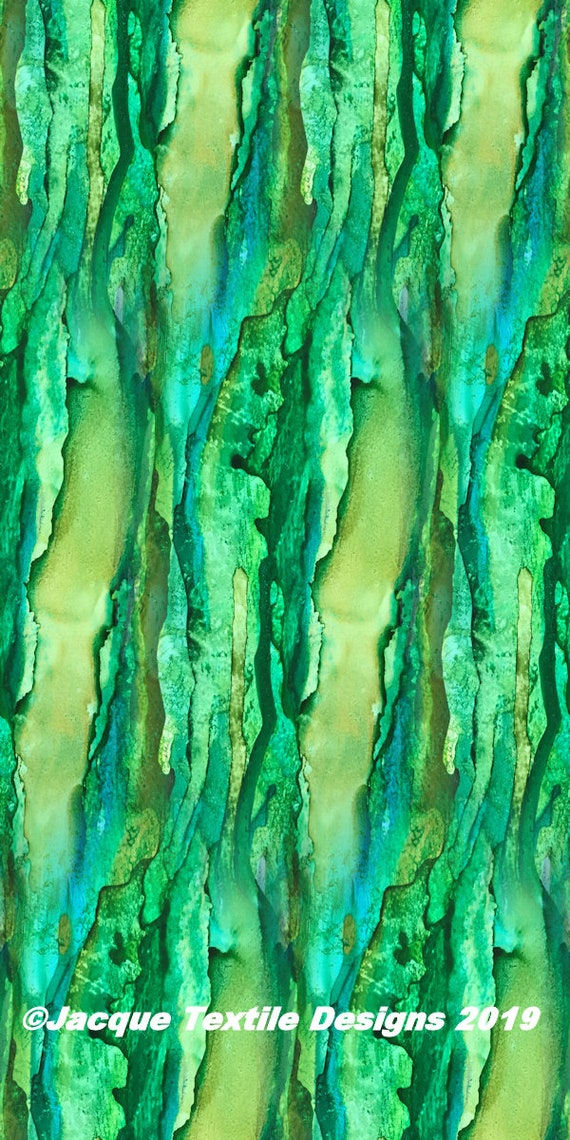 Green Watercolor Artist Made Cotton Upholstery Canvas Fabric Panel Cushion Ottoman