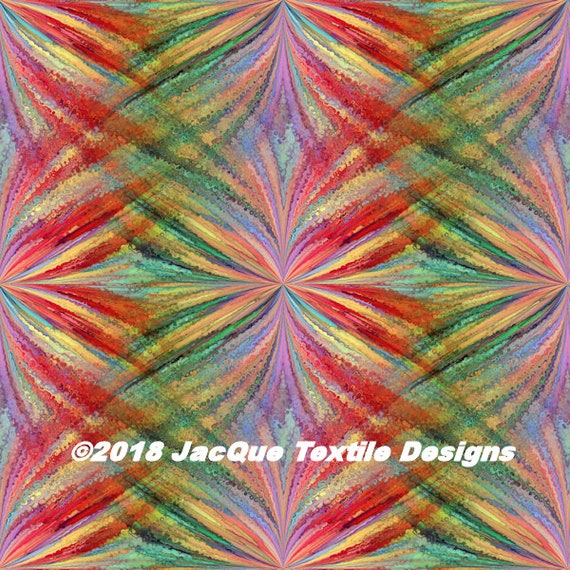 Colorful Fashion Textile Artist Hand Created Jersey Spandex Knit Fabric