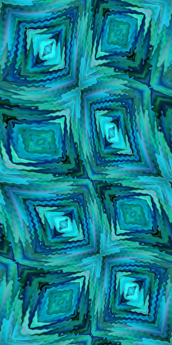 Diamond Handmade Blue Teal Green Velvet Upholstery Fabric Fiber Art Modern Fabric