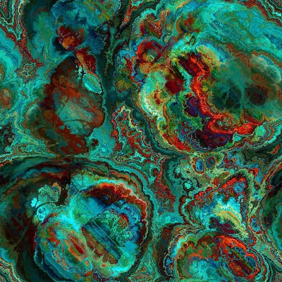 Artisan Canvas Fabric Green Teal Agate Stone Fiber Art Upholstery Home Decor Cushion Chair