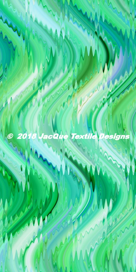 Lime Lemon Waves Handmade Artisan Textile Art Velvet Upholstery Fabric Fiber Art Fabric