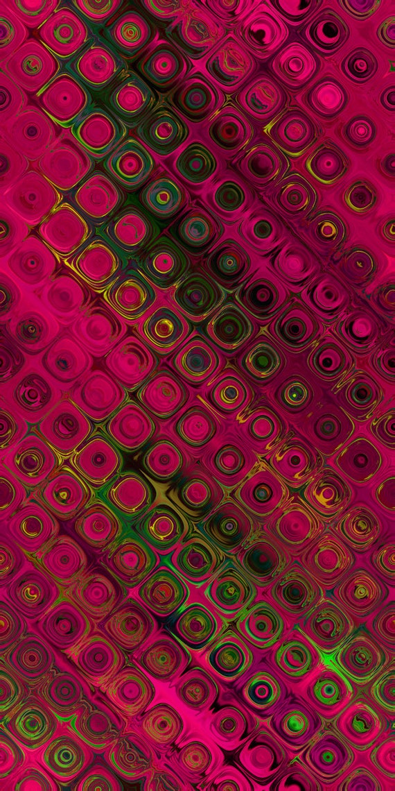 Fushia Pink Circles UNIQUE Handmade Green Jade Velvet Upholstery Fabric Shimmer Fiber Art Fabric