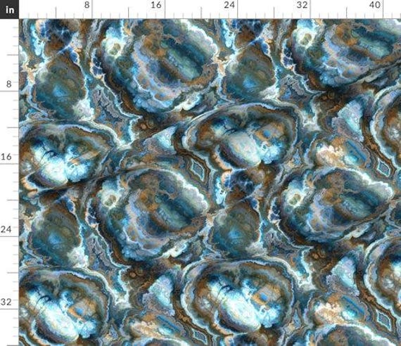 Blue Marble Handmade Velvet Upholstery Clouds Lightening Fiber Art Fabric