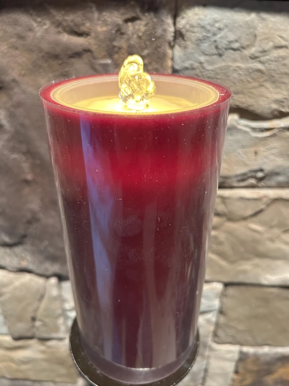 Unique Gift Burgundy Fountain Candle with Light Runs on Water Soothing Sound Remote Timer