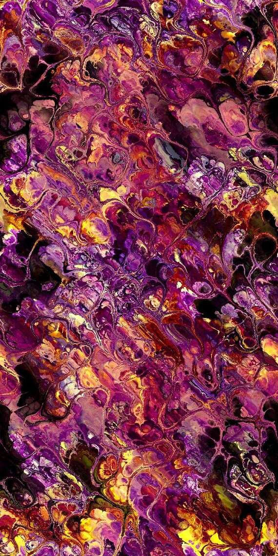 Textile Artist Made Gorgeous Cotton Canvas Upholstery Fabric Home Decor Purple Marble