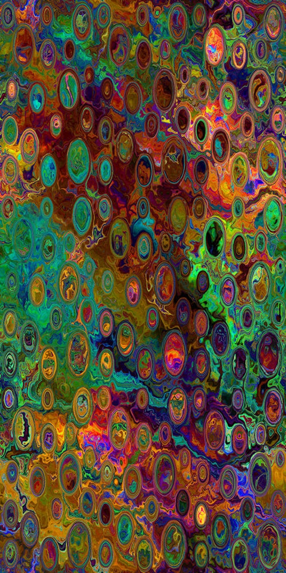 Quilting Fabric Panel Artist Made Geometric Fiber Art Mixed Media Fabric Jeweltones Drops