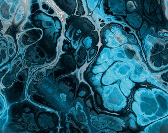 Blue Teal Navy Lightening Textile Artist Tessuto morbido fatto a mano per coperta Minky tagliato a misura Fiber Art