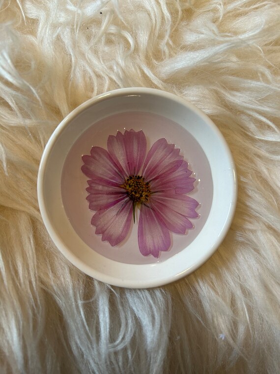 One of Kind Real Pressed Flowers Handcrafted Handmade trinket Dish Gift