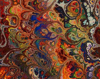 Fall Tone Marble Artist Cotton Canvas Upholstrey Made Textile Fabric Fiber Art Abstract