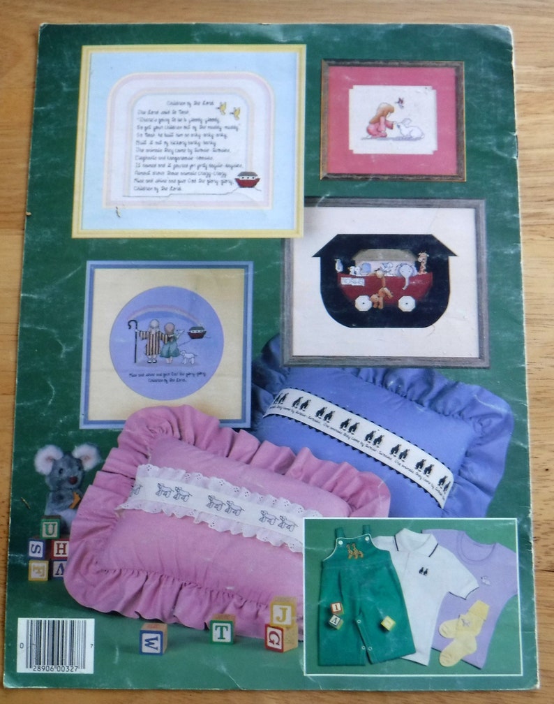 Lot of 3 Baby Cross Stitch pattern booklets baby embroidery patterns vintage Noahs Ark baby bibs newborn nursery cross stitch patterns