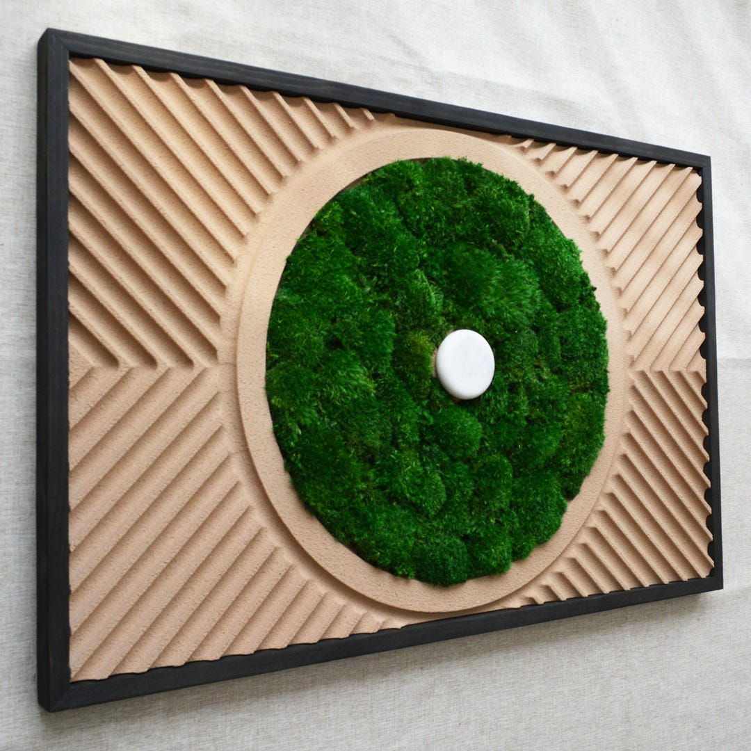 No. 44 Moss Zen Garden, Moss Sand Garden, Moss Wabisabi Decor, Moss