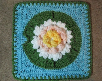 Water Lily Afghan Square - Original Crochet Pattern by Julie Yeager