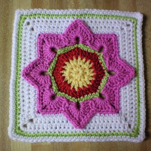 Eight Pointed Flower by Julie Yeager Crochet Pattern Afghan Square image 2