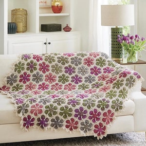 Modern Blanket of Flowers - Colorful Easy Crochet Pattern -  a Julie Yeager Design