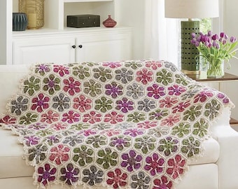Modern Blanket of Flowers - Colorful Easy Crochet Pattern -  a Julie Yeager Design