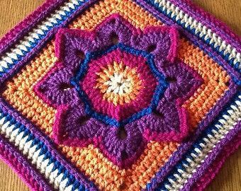 Eight Pointed Flower by Julie Yeager - Crochet Pattern Afghan Square