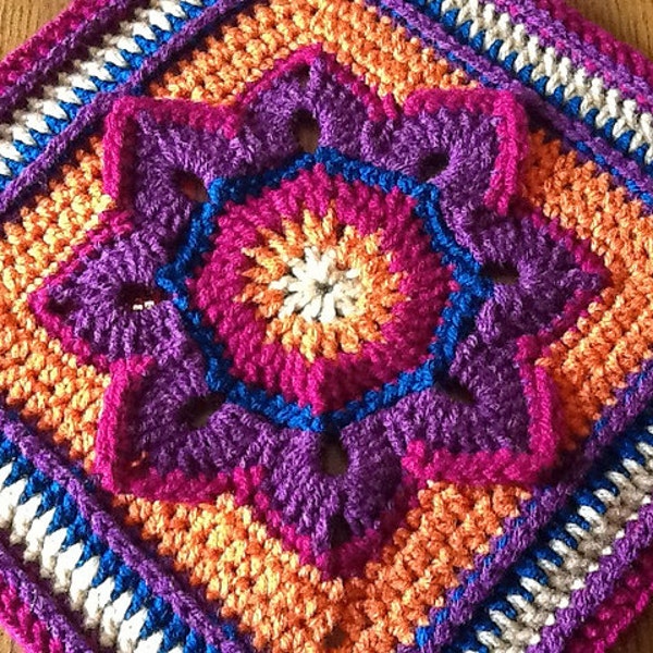 Eight Pointed Flower by Julie Yeager - Crochet Pattern Afghan Square