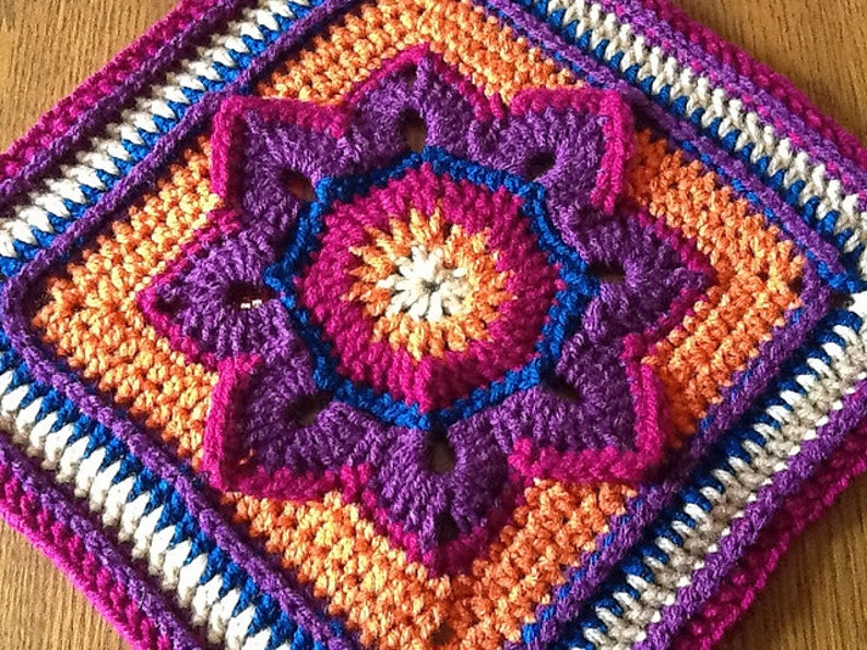 Eight Pointed Flower by Julie Yeager Crochet Pattern Afghan Square image 1