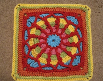 Tangled Web, 12" Afghan Square Crochet Pattern by Julie Yeager