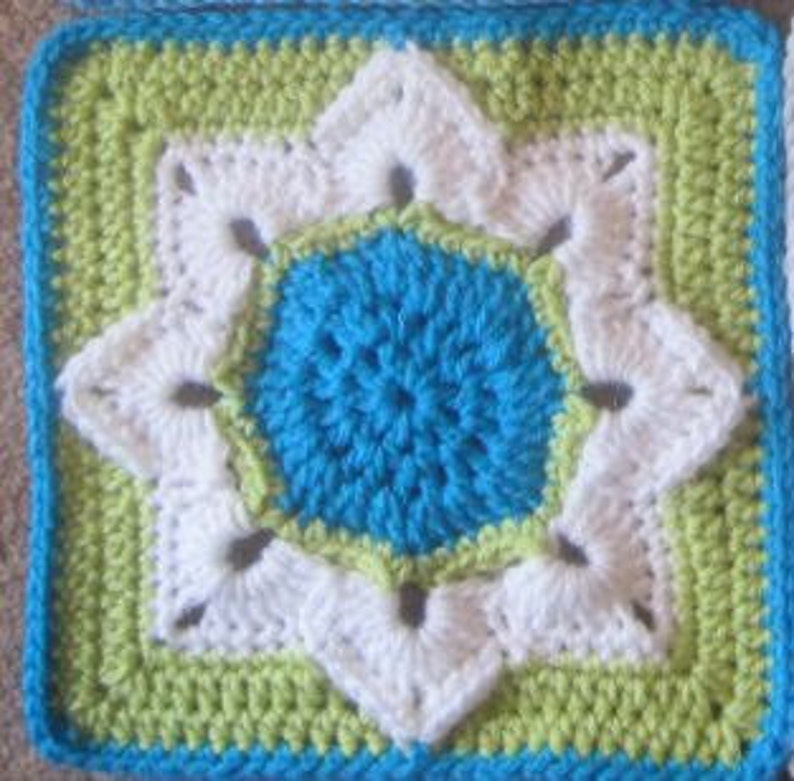 Eight Pointed Flower by Julie Yeager Crochet Pattern Afghan Square image 3