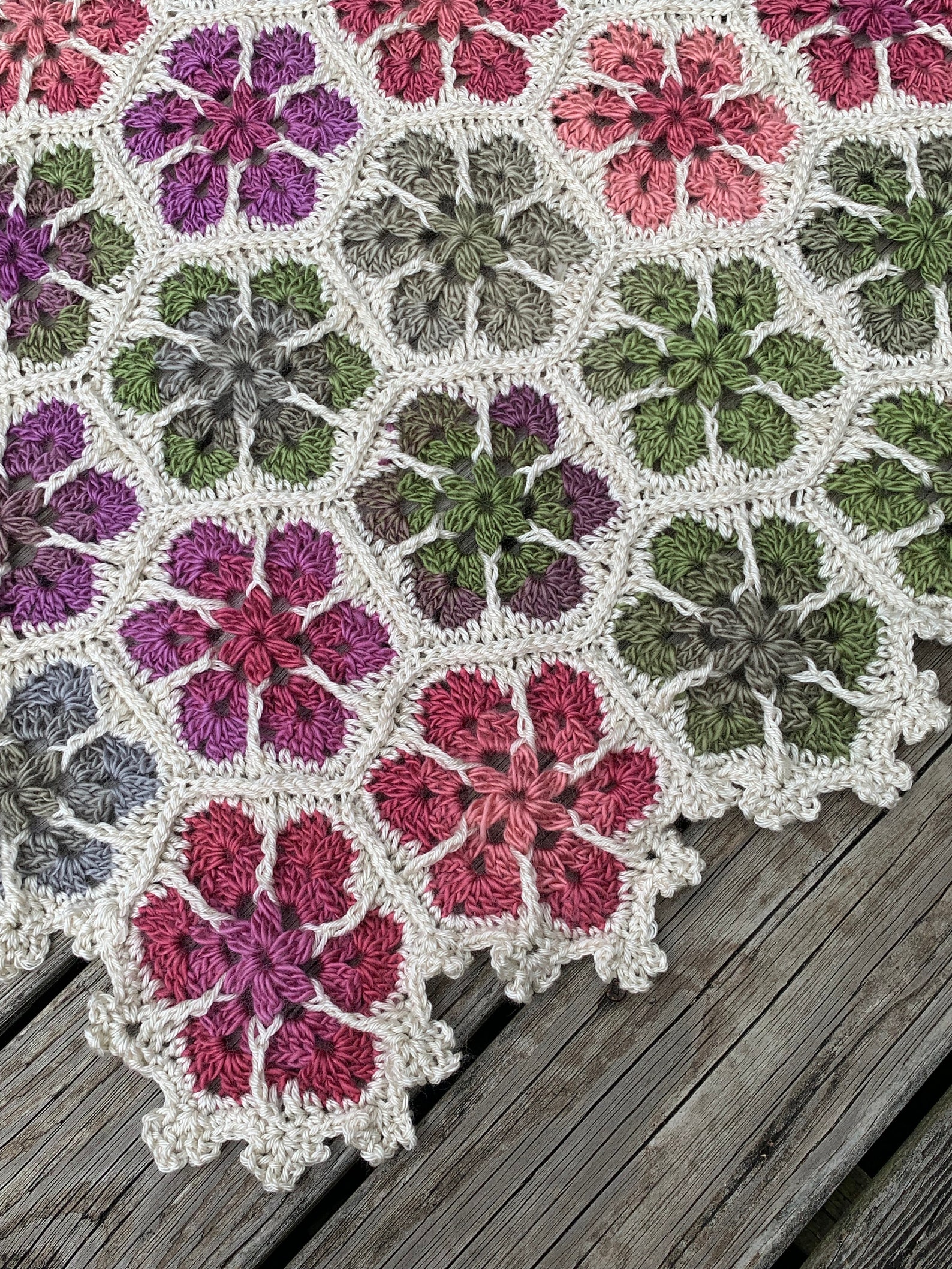 Modern Blanket of Flowers Colorful Easy Crochet Pattern a Etsy