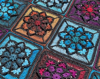 JulieAnny's Stained Glass Afghan Block Crochet Pattern -12" by Julie Yeager
