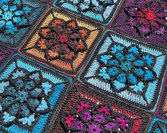 JulieAnny's Stained Glass Afghan Block Crochet Pattern -12" by Julie Yeager