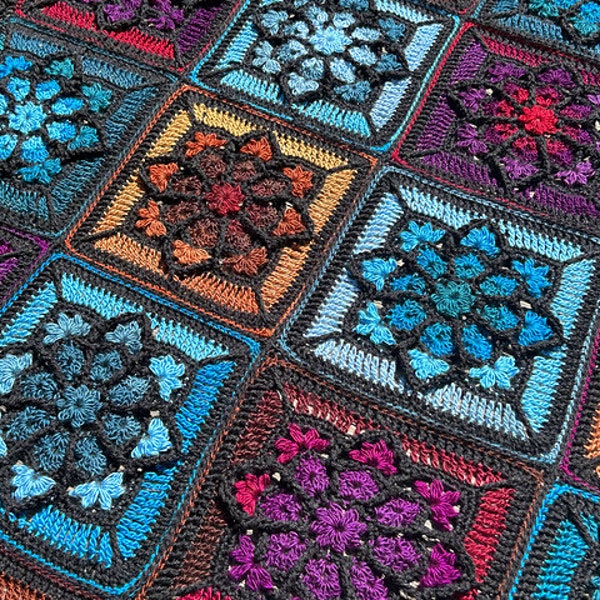 JulieAnny's Stained Glass Afghan Block Crochet Pattern -12 "von Julie Yeager