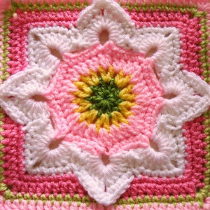 Eight Pointed Flower by Julie Yeager Crochet Pattern Afghan Square image 4