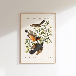 Psalm 107:1 | Give Thanks To The Lord For He Is Good Vintage Scripture Poster Wall Art Christian Bible Verse Decor | Digital Download