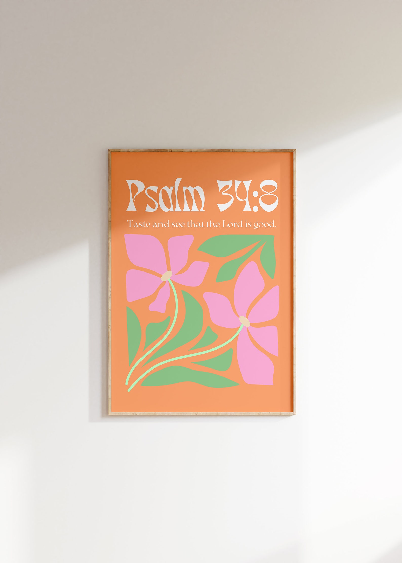 Psalm 34:8 | Floral Christian Bible Verse Scripture Wall Aesthetic Art ...