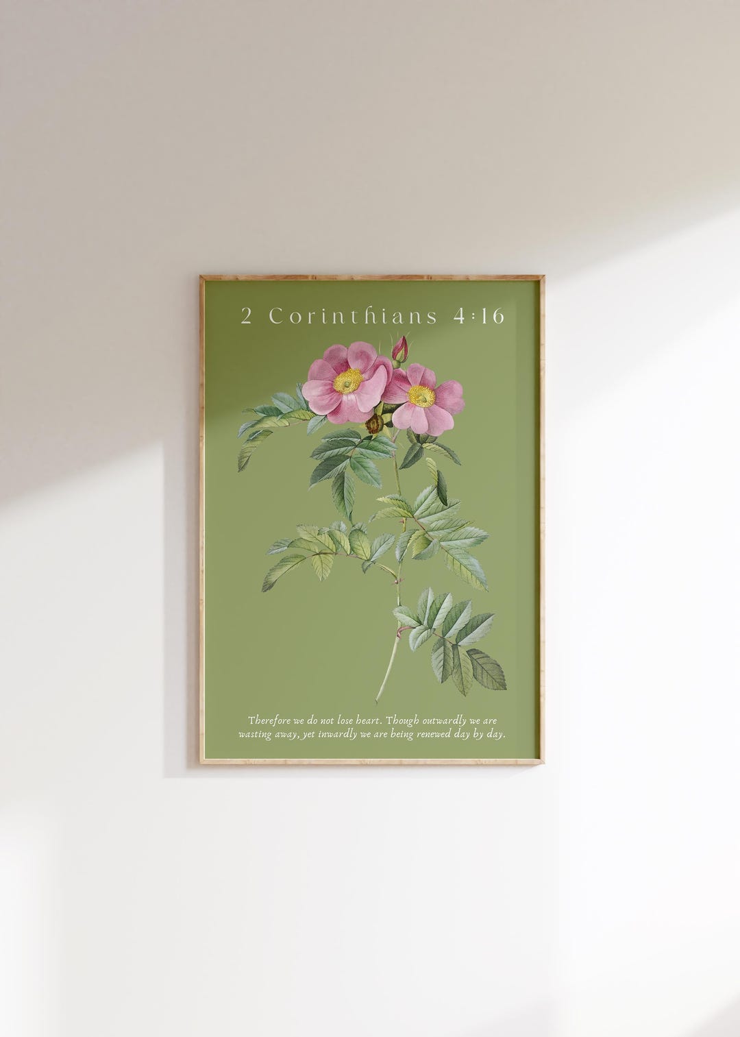 2 Corinthians 4:16 | Green Botanical Vintage Floral Scripture Wall Art ...