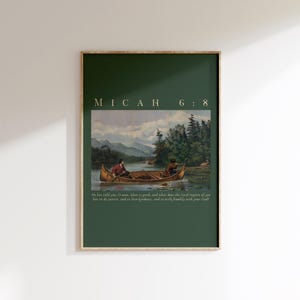 Micah 6:8 | Vintage Hunting Rustic 19th Century Scripture Poster Wall Art Christian Bible Verse Fishing Cabin Decor | Digital Download