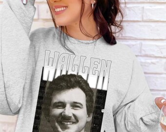 Morgan Wallen Mugshot Crewneck, Black and White Graphic Sweatshirt, Country Music Fan Gift, Trendy Unisex Pullover, Funny Country Apparel